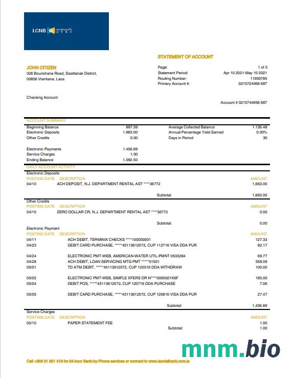 Laos Joint Development Bank (JDB) szablon oświadczenia w programie Word i PDF